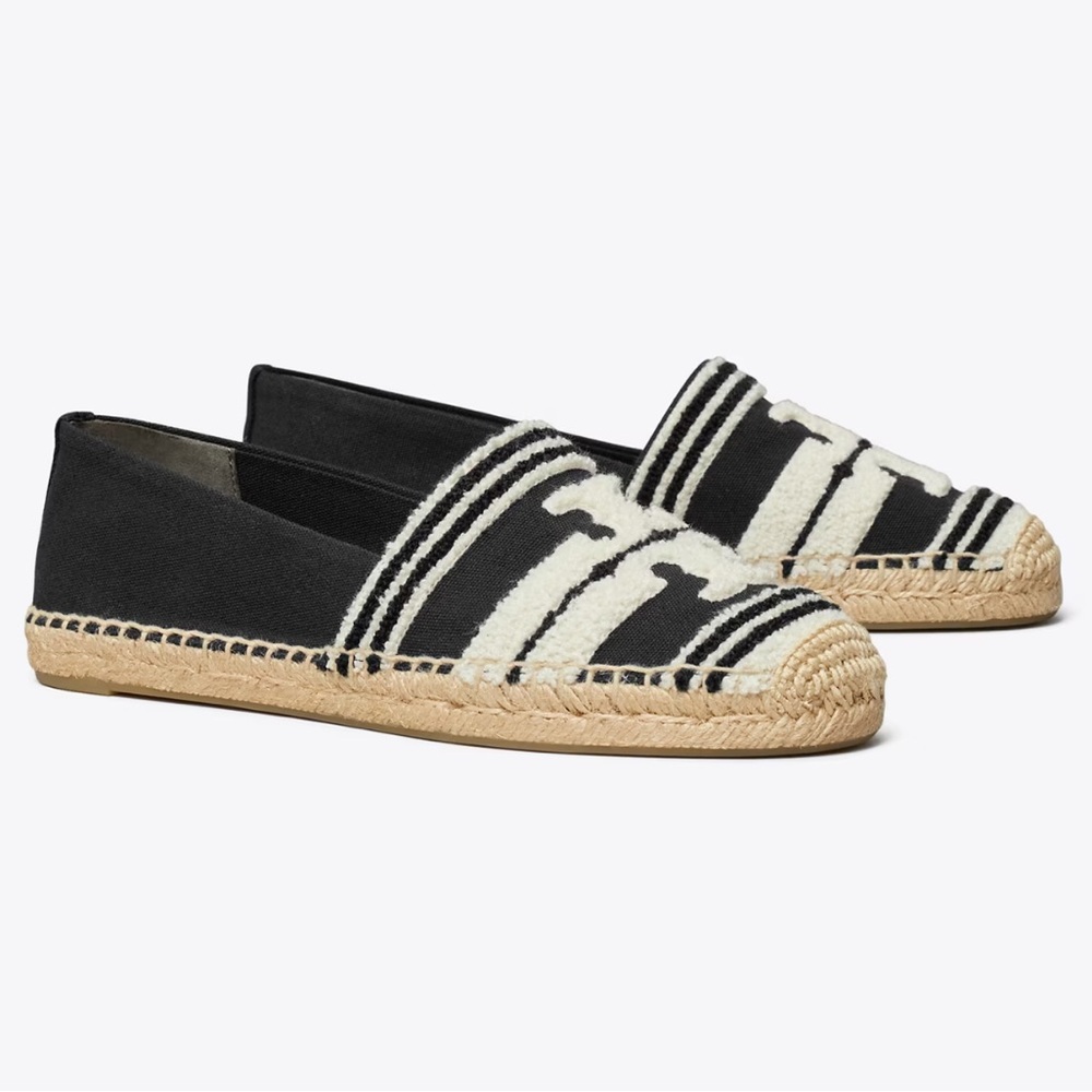 Tory Burch Black and Cream Espadrilles- worn 1x like new